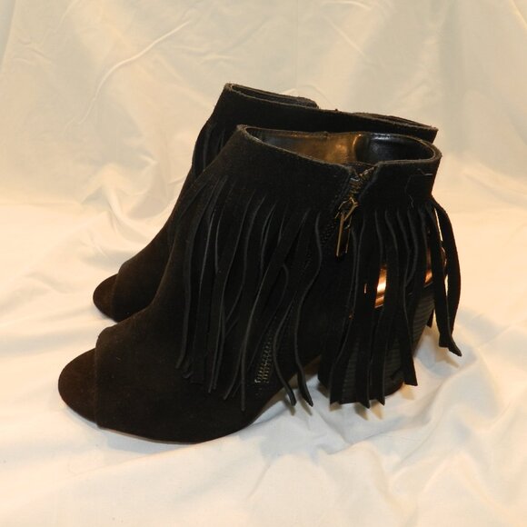 Carlos Santana womens fringed open toe ankle boots with side zipper, like new - Picture 3 of 7